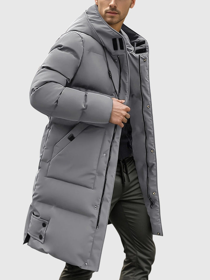 Jan – Prošívaný dlouhý kabát s kapucí