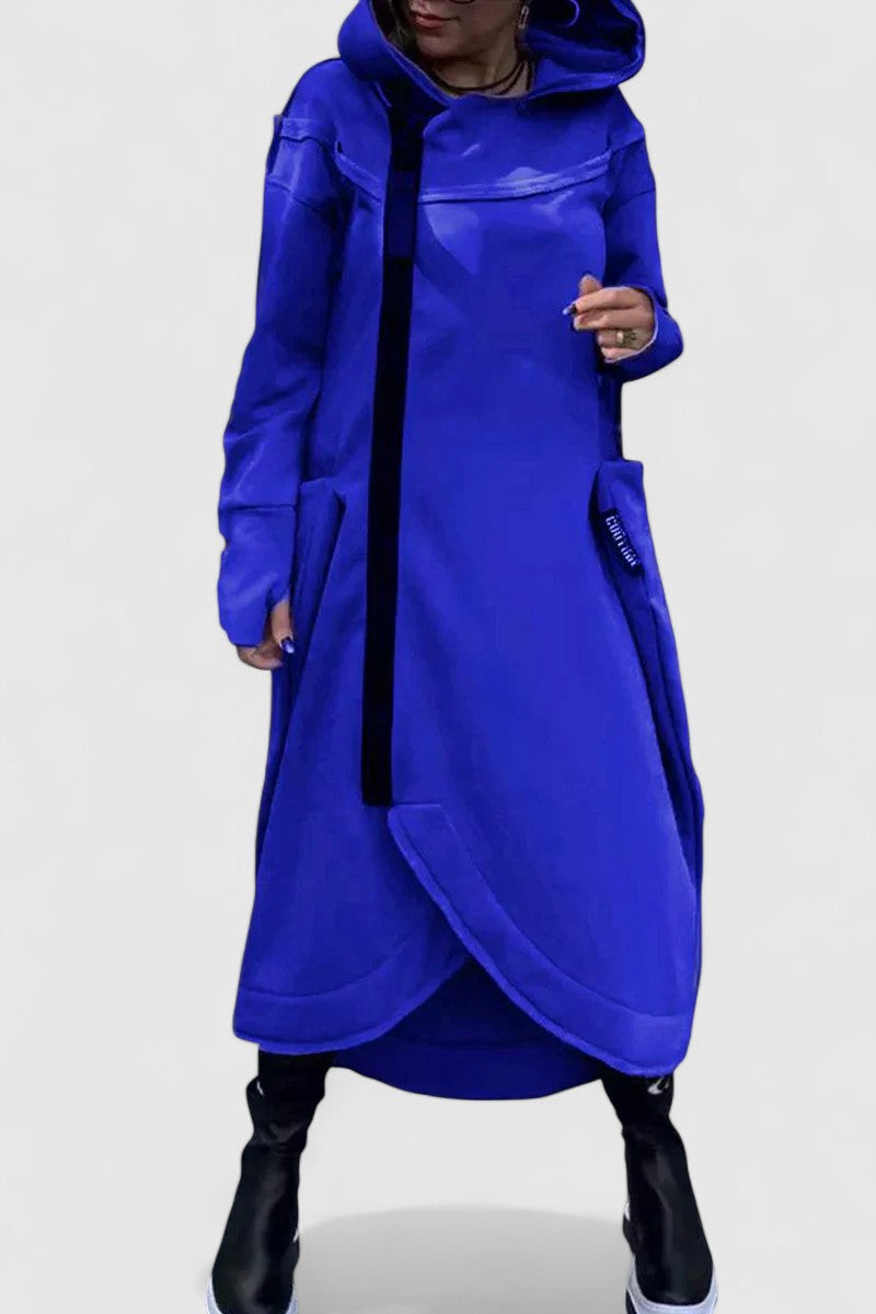 MARIE-Dlouhý kabát s kapucí a zipem