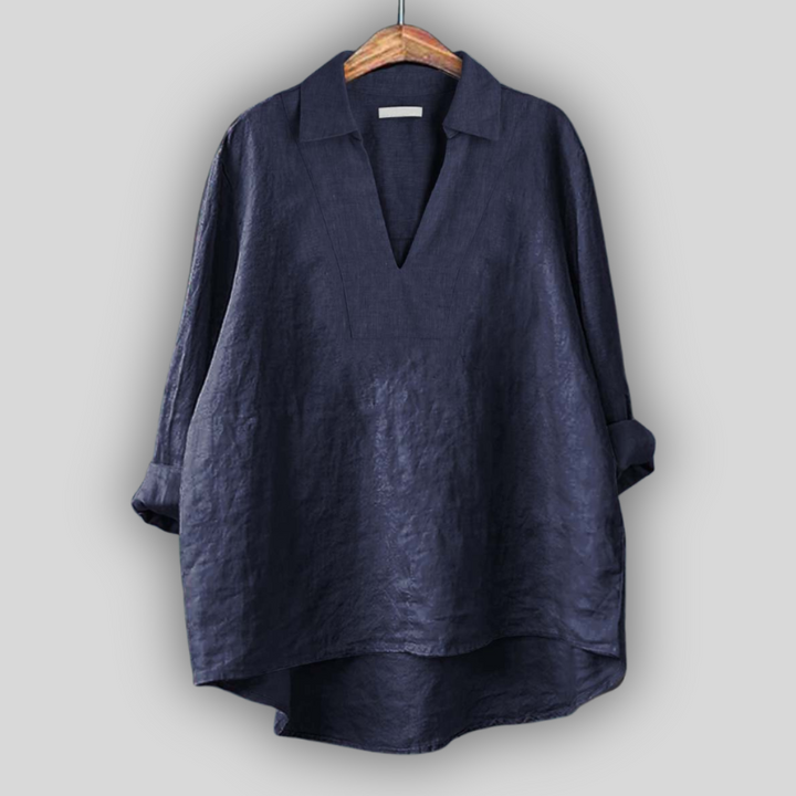 Lněná Blůza Stříbrná Elegance