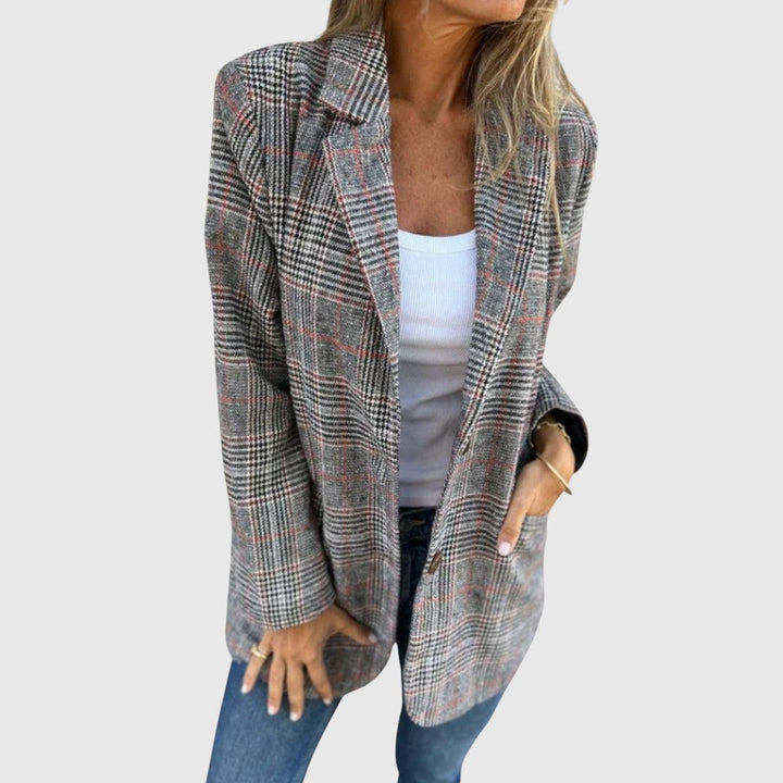 Brenda - Elegantní Blazer s Kostkovaným Vzorem