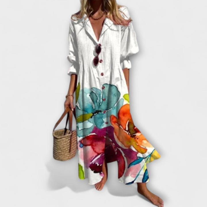 Lila - Lichotivní maxikabát s pokrytím břicha