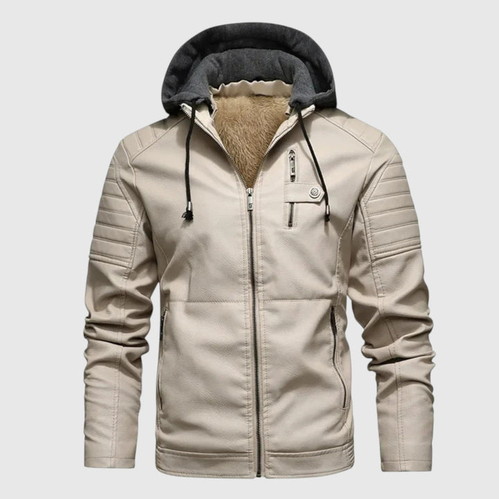 Boris - Kožená bunda s kapucí