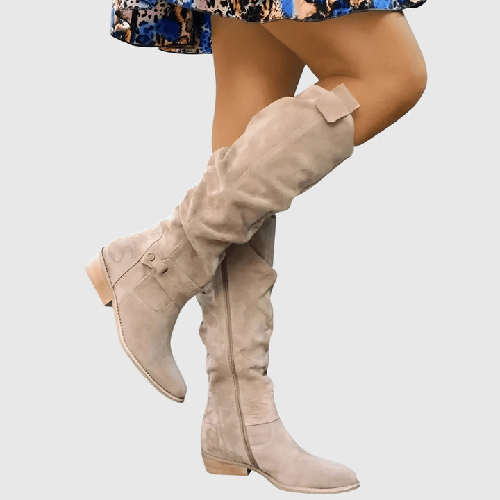 Alena - Vysoké kozačky s řaseným efektem