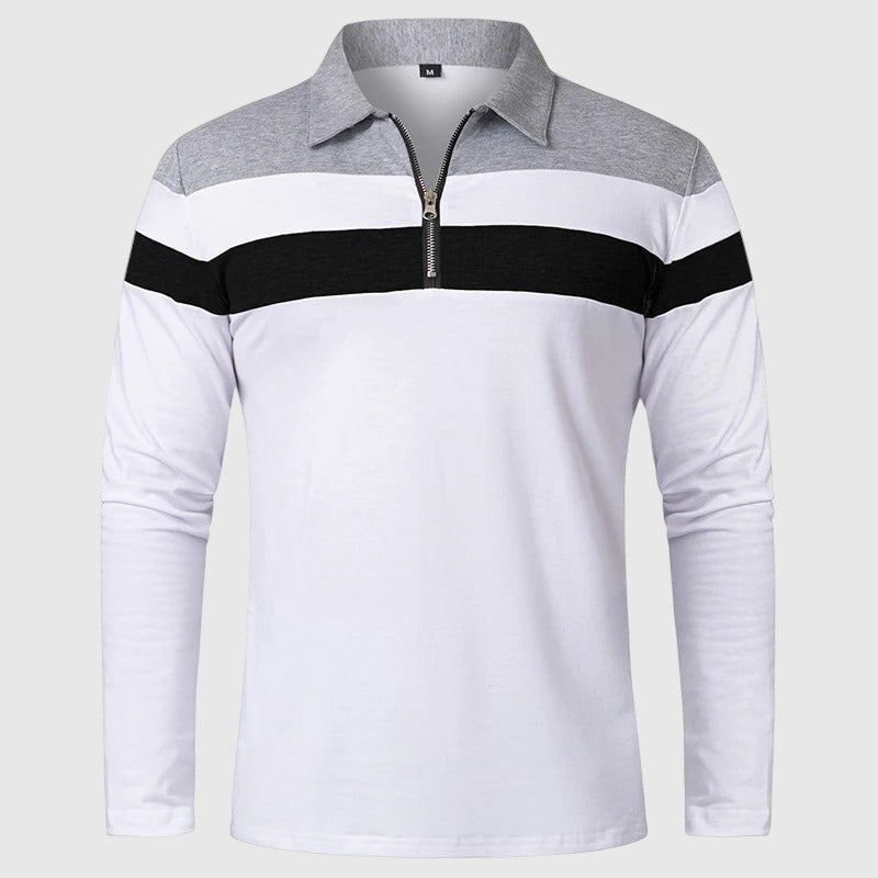 Libuše- Elegantní svetr se zipem a pruhy